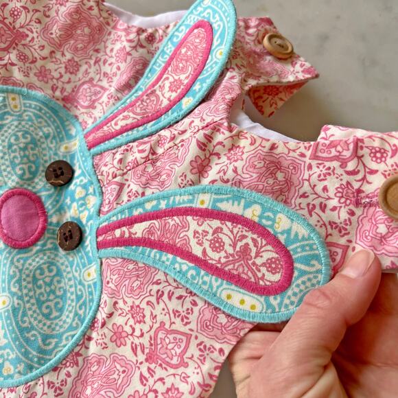 Baby Girl Easter Bunny Ruffle Bottom Sleeveless Onesie Romper by La Jenns / 6 M - Picture 4 of 7